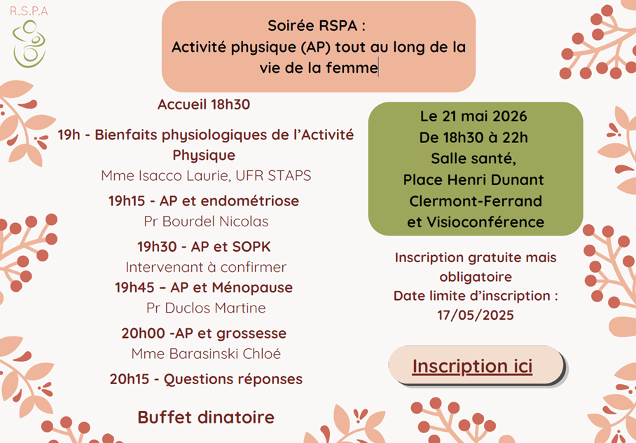 Soirée RSPA : Activité physique (AP) tout au long de la vie de la femme